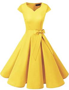 Retro 1950s Cocktail Dresses Vintage Swing Dress with Cap-Sleeves